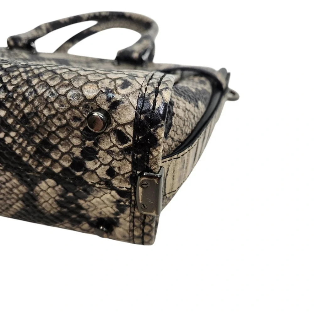 COACH Swagger Satchel Bag Womens Small Beige Snakeskin Leather Top Handle
